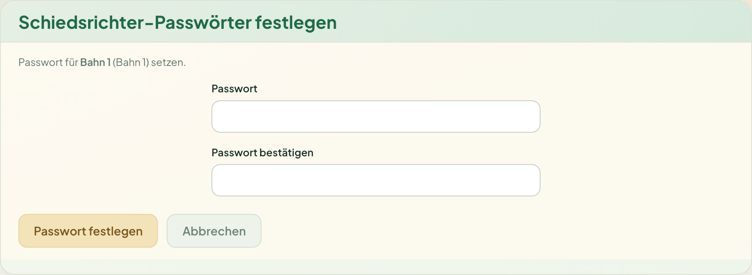 Passwort je Bahn festlegen.